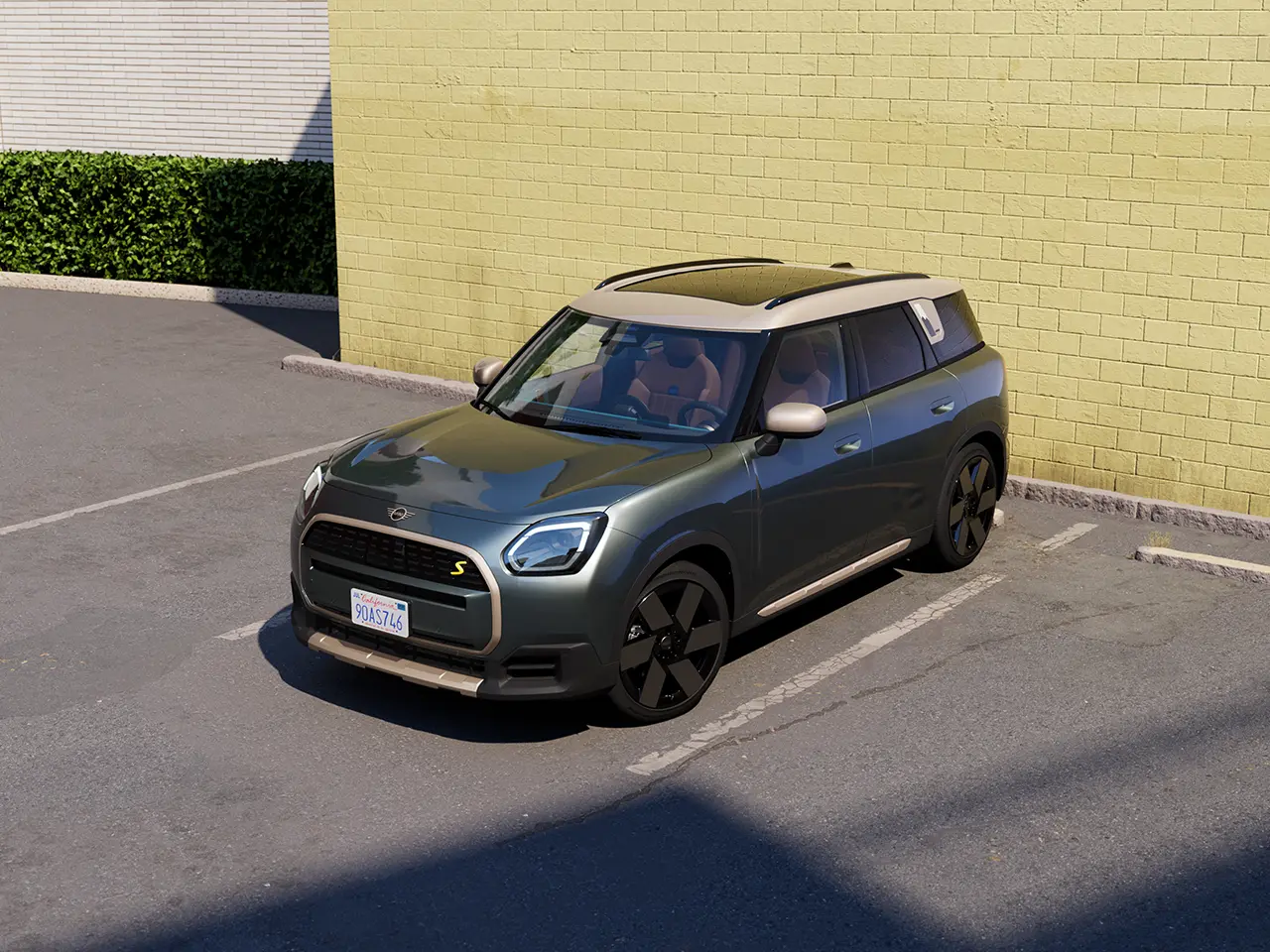 Video showcasing the interior and exterior of a MINI Countryman in detail. The camera pans over the dashboard, highlighting design elements. MINI Countryman - exterior - front view